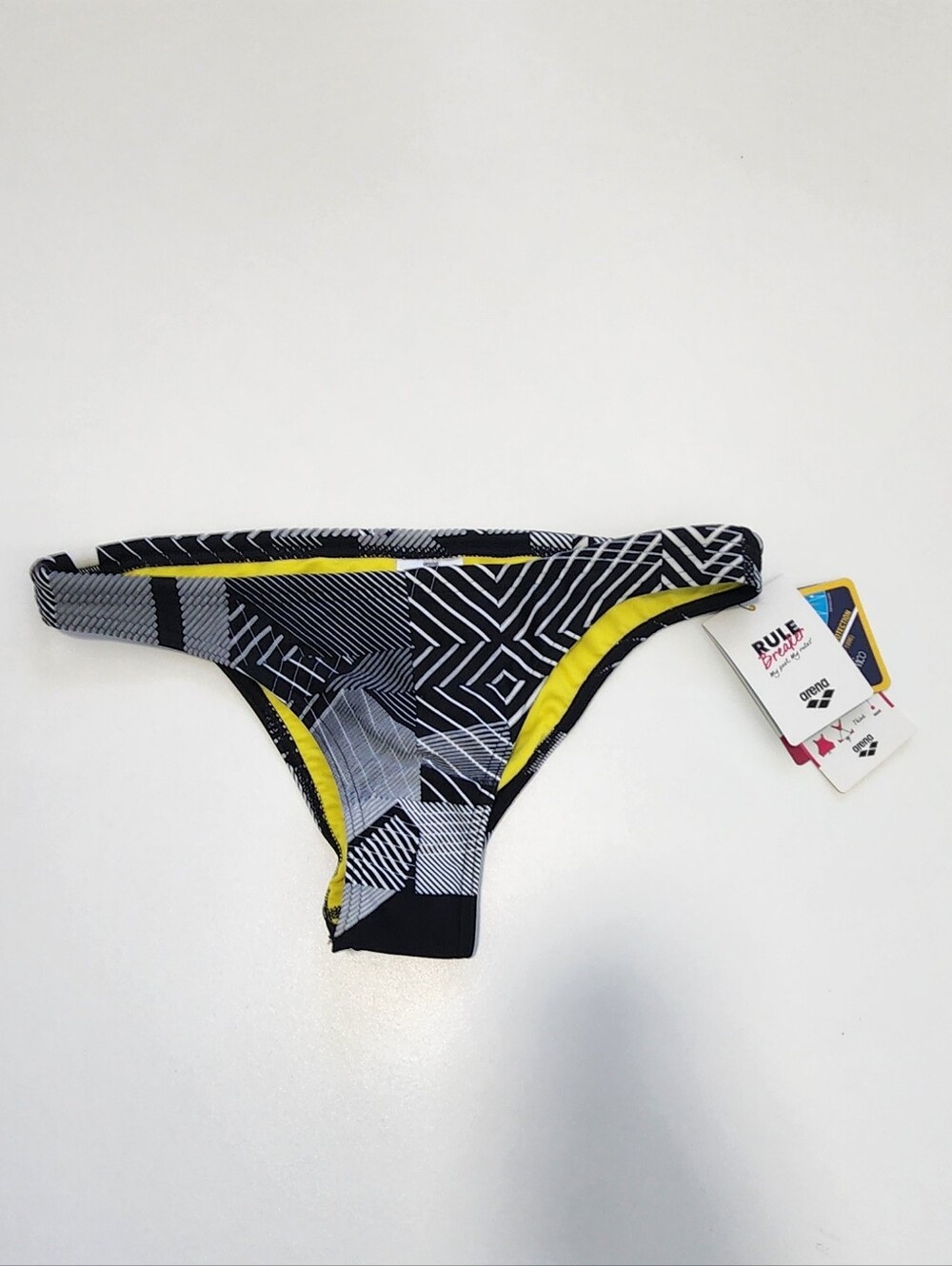 Arena Rule Breaker Free Brief Bikini Bottom Black/Multi Size L NWT